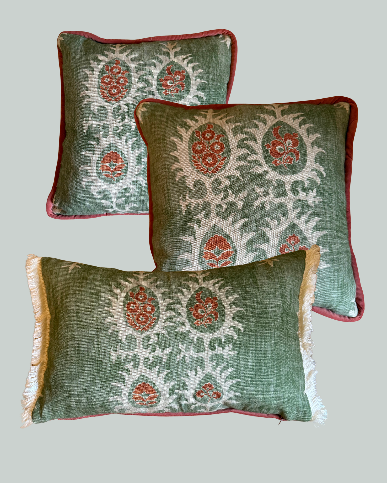 Set of Cushions - Lewis and Wood Tribal in Limpopo Green